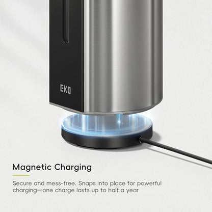 EKO Aroma Pro 13.5 fl oz Touchless Automatic Liquid Soap Dispenser, Rechargeable Hand & Dish Soap Dispenser for Bathroom and Kitchen, Waterproof, Adjustable Volume Control (Stainless Steel) - color: Stainless Steel, size: 13.5 oz