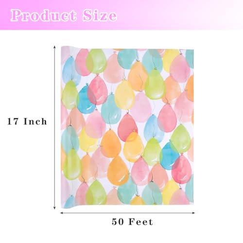 Viadom Birthday Wrapping Paper Roll, Gift Wrap for Boys Girls Kids Women Birthday, Valentines, Mothers day, Graduation, Wedding, Fathers day, Baby Shower, Christmas (17in x 50ft) - color: Colorful Balloon