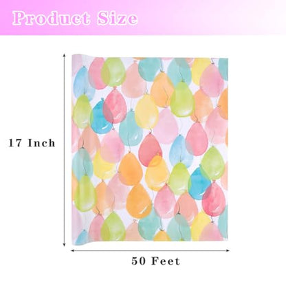Viadom Birthday Wrapping Paper Roll, Gift Wrap for Boys Girls Kids Women Birthday, Valentines, Mothers day, Graduation, Wedding, Fathers day, Baby Shower, Christmas (17in x 50ft) - color: Colorful Balloon