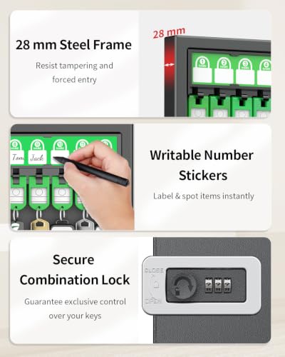 Uniclife Key Lock Box with Code, 72 Keys Capacity - color: Black, size: 72-key(combo lock)