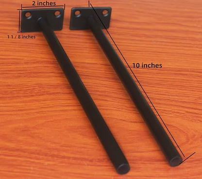 8 Pcs 10" Black Solid Steel Floating Shelf Bracket Blind Shelf Supports - Hidden Brackets for Floating Wood Shelves - Concealed Blind Shelf Support – Screws and Wall Plugs Included - size: 10 Inch, style: 8 Pack-Solid