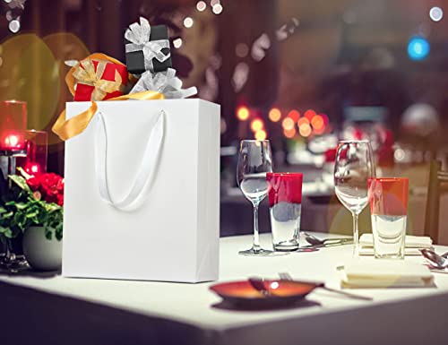 HUAPRINT Medium Paper Gift Bags with Handles, White, 20 Pack, 10x4.5x11 IN - color: White, size: 10x4.5x11 Inch (Pack of 20)