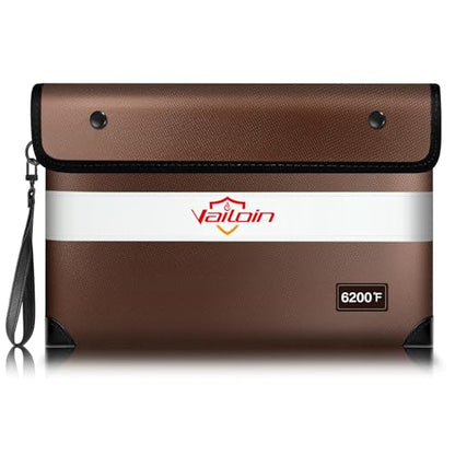 Vailoin 6200°F Fireproof Money Bag, 8 Layers of Heat Insulated Materials - color: Brown, size: 11"x7.7"