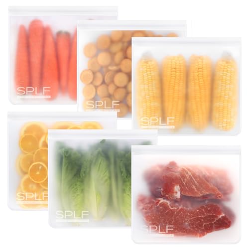 SPLF 6 Pack Dishwasher Safe Reusable Gallon Freezer Bags, White - color: White, size: 6 Pack-6 Gallon