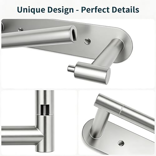 304 Stainless Steel Toilet Paper Holder Wall Mounted Double Post Swivel Tissue Holder No Drilling Bathroom Paper Towel Dispenser Anti-Vibration for RV Commercial Bathroom Brushed Silver - color: Silver