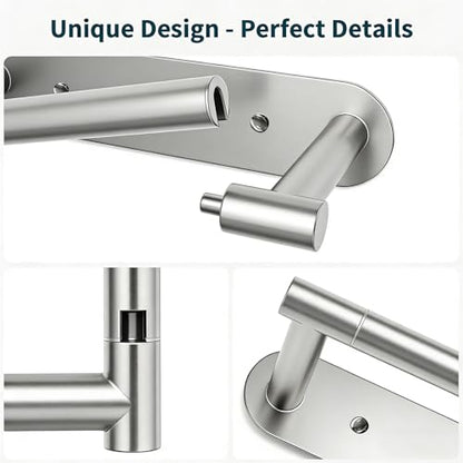 304 Stainless Steel Toilet Paper Holder Wall Mounted Double Post Swivel Tissue Holder No Drilling Bathroom Paper Towel Dispenser Anti-Vibration for RV Commercial Bathroom Brushed Silver - color: Silver