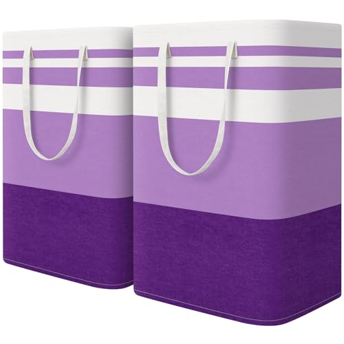 HomeHacks 2 Pack Laundry Baskets, Laundry Hampers Bags (Purple 75Lx2) - color: Purple, size: 75L