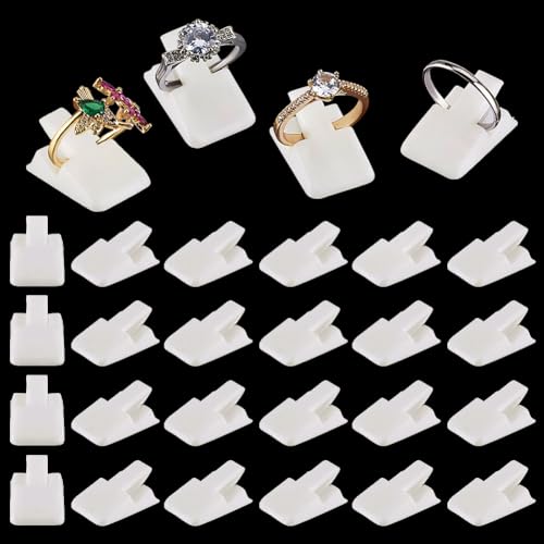 PH PandaHall 36pcs Plastic Ring Holder Small Ring Display Clip Ring Clips Single Ring Display Holder Ring Display Stands Organizer Rings Jewelry Display for Home Ring Trade Show, White - color: White