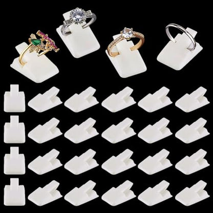 PH PandaHall 36pcs Plastic Ring Holder Small Ring Display Clip Ring Clips Single Ring Display Holder Ring Display Stands Organizer Rings Jewelry Display for Home Ring Trade Show, White - color: White