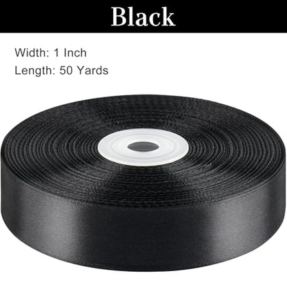 Black Satin Ribbon, 1 Inch, 50 Yards - color: black