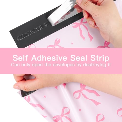 RUSPEPA 100 Pcs Pink Bow Poly Mailer, Coquette Bowknot Waterproof Shipping Mailers, Heavy Duty Self Adhesive Shipping Bags for Large Mailing Envelopes Bulk Tear Resistant Packaging, 10 x 13 Inches - color: Pink Bow, size: 10 x 13 Inches
