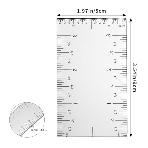 3 Inch Pocket Ruler, Stainless Steel Square Precision Woodworking Pocket