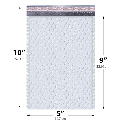Arctic White Bubble Mailers 5x10 Poly Padded Envelopes #00, 250 Pack - color: Arctic White, size: 5"x10" / 250 Pack