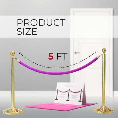 4 PCS Pink Purple Velvet Rope - 5 Ft Barrier for Parties Crowd Crowd Control Ropes Control Hanging Stanchion Rope for Ceremonies Queue Line for Safe - color: Pink Purple
