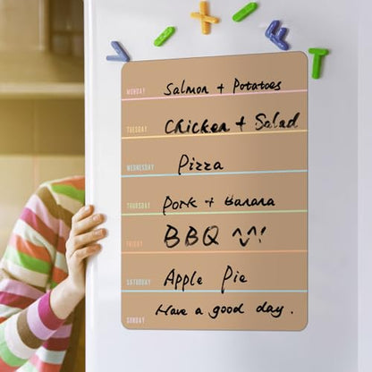 Outus 2 Pieces Magnetic Weekly Dry Erase Boards Erasable, Khaki Style - style: Khaki Style