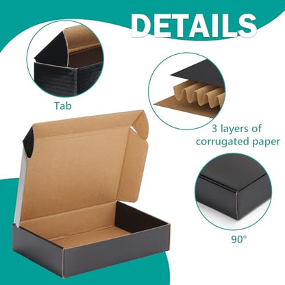 Hoikwo 40 Pack 9x6x2 Shipping Boxes for Small Business, Black Packaging Cardboard Boxes, Moving Mailing Packing Box - color: Black(Glossy), size: 9x6x2-40 Pack