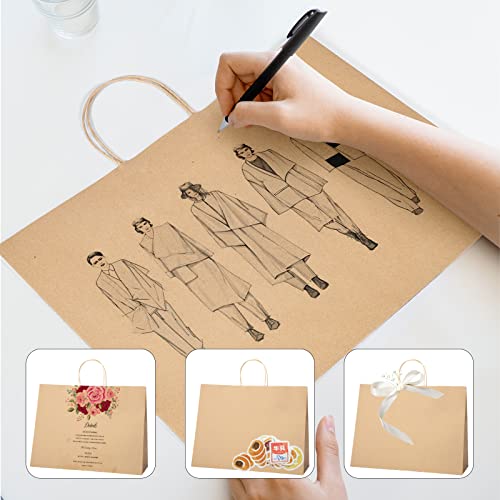 METRONIC Gift Bags with Handles,16x6x12 Recyclable Brown Paper Bags 50Pcs - color: Brown, size: 1 Count (Pack of 50)