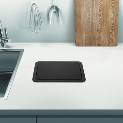 STOBAZA Stainless Steel Recessed Trash can Lid Rectangle Swing Flap Cover for Countertop Wastebasket 10.23 X 6.88 X 1.18 in Replacement for Kitchen Bathroom Office - color: Black