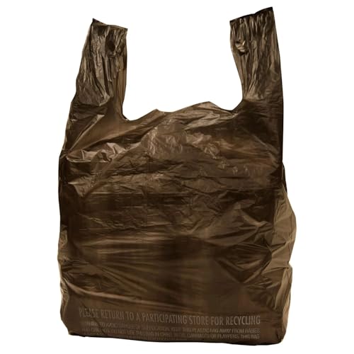 Made in USA Black Plastic T-Shirt Carry Out Bags, 11.5" x 6.5" x 22", Heavy Duty .491 mil Retail Shopping Bags, 1000 Count