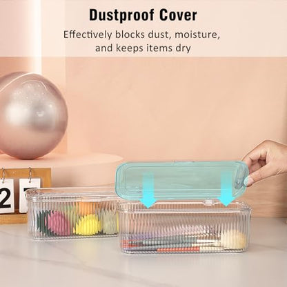 JessLab Makeup Brush Holder Organizer, Clear Makeup Sponges Organizer, Cosmetic Storage Case with Lid Display Case for Vanity, 1 Compartment (1 Pack) - style: 1 Pack