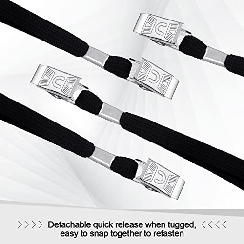Hoolerry 300 Pcs Lanyards Bulk for ID Badges, Flat Swivel Hook, Black - color: Black