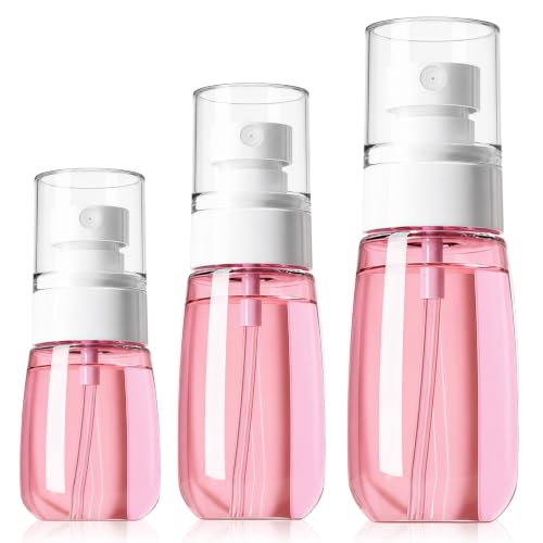 3 Pack Continuous Spray Bottle Atomizing Mister for Hair,Plants,Cleaning,Travel Fine Mist Water Spray Bottles for Styling,Refillable Empty Spray Bottles,Translucent Pink(30ml+60ml+100ml) - color: I