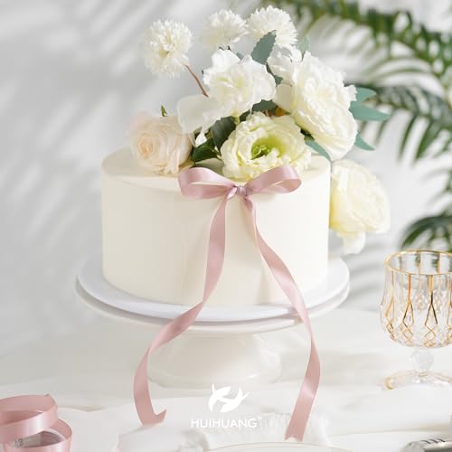 HUIHUANG 1/2 inch Dusty Rose Double-Faced Satin Ribbon Continuous 50 Yds - color: Dusty Rose, size: 1/2 inch