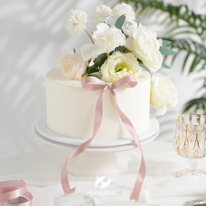 HUIHUANG 1/2 inch Dusty Rose Double-Faced Satin Ribbon Continuous 50 Yds - color: Dusty Rose, size: 1/2 inch
