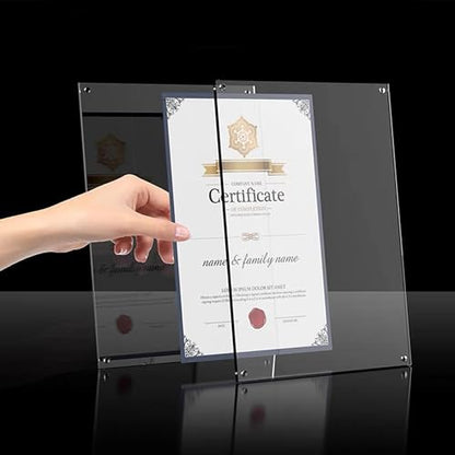 QR Code Signs,7.5 x 9.5 Inch Acrylic Menu Sign Holder with Metal Stand Office Table Clear Display Sign Stand Ad Photo Frame Holder Double-sided Menu Dispaly for Store,Office,Restaurant,Hotel,Home - size: 7x9 Inch,1 Pack