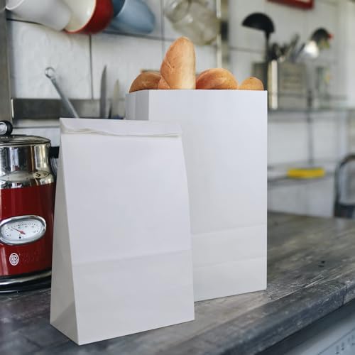 BadenBach 50 Pack 12 Lb White Paper Lunch Bags, 12.5" x 7" x 4.3" - color: White, size: 12LB