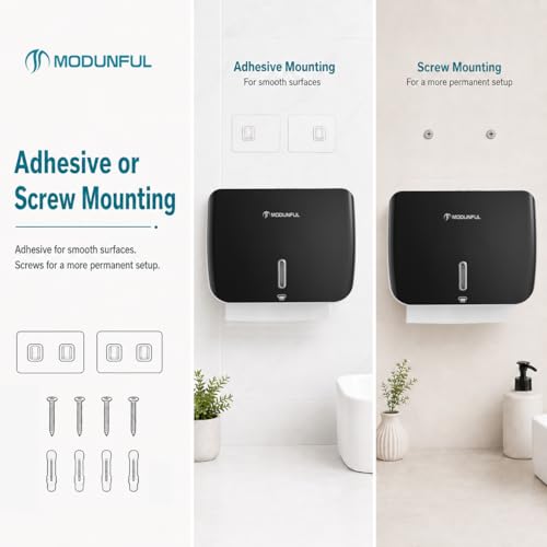 modunful Folded Paper Towel Dispenser Wall Mount - No Drill Matte Black - color: D-13 Black