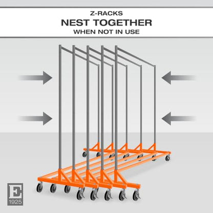 Econoco Economy Z-Rack, Collapsible, Orange, 64" L x 24" W x 70" H - color: Orange, style: Z Rack