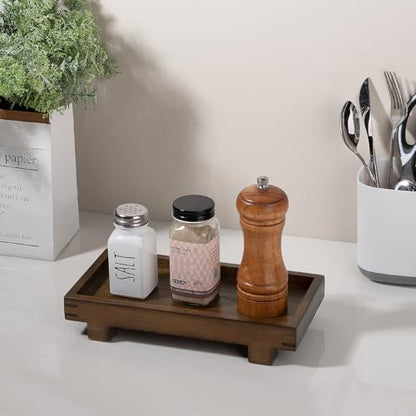 Bathroom Counter Tray Wooden Riser Display Kitchen Soap Holder, Walnut - color: Walnut, size: 9.4" x 4.7" x 1.7"