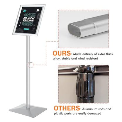 Sign Stand for Display, Ultra Stable Heavy Duty Pedestal Signage Holder - size: 11x17 3Pack, style: Silver