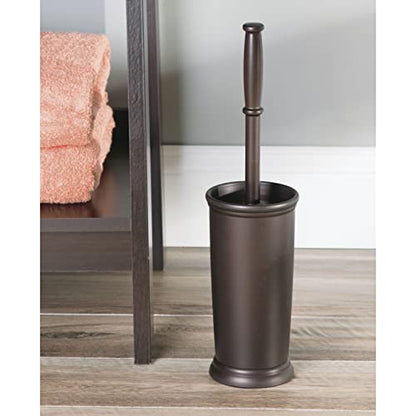 mDesign Metal Freestanding Slim Toilet Bowl Brush and Holder - color: Espresso, size: Pack of 1