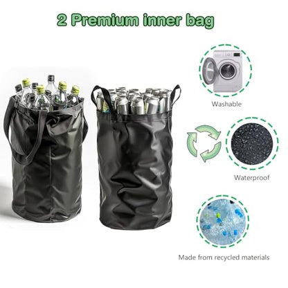 Recycling Bin for Kitchen Indoor Home, Large 100L/ 26 Gallon Recycle Bin with Lid Removeable Reusable Inner Bag Bottle Can Glass Waste Plastice Stickers (Gray, 26 Gallon) - size: Gray-26Gallon