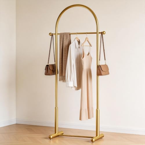 Gold Arch Clothing Rack, Freestanding Metal Garment Rack - color: ‎gold