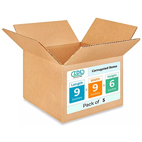 Small Moving & Shipping Boxes 9 x 9 x 6 inches (5-Pack) - Extra Strength 200 lb vs Regular - Corrugated Packing Boxes for Delivery - Cardboard Moving Box - Moving Supplies Box by IDL Packaging - size: 9 * 9 * 6" (Small Boxes)