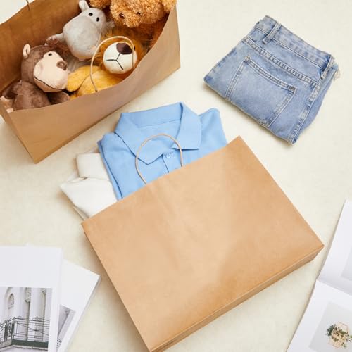 Maitys 30 Pcs 18x14x7 Inch Brown Large Kraft Paper Gifts Bags with Handles - color: Brown 1, size: 18x14x7 Inch
