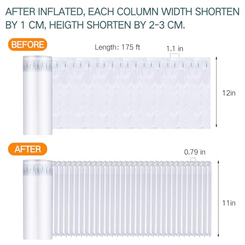 PerKoop 1 Rolls Inflatable Bubble Air Pillows, 12" x 175' Wrap with Pump - size: 12"x175'