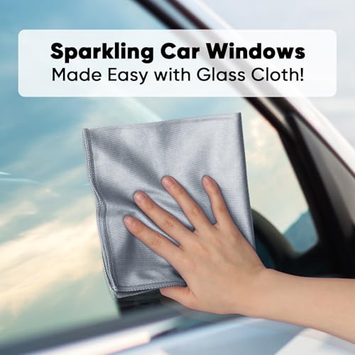 HOMEXCEL Glass Cleaning Cloths 6PK, Streak Free Towel for Windows, 14x16in - color: Grey, size: 14 x 16 Inch