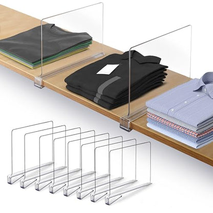 8 Pack Acrylic Shelf Dividers for Closet 11x7.9 Inch – Acrylic Dividers for Shelves Clear Closet Shelf Separators for Purses, Clothes Storage – Vertical Bookshelf Dividers for Bedroom & Kitchen - size: Pack of 8