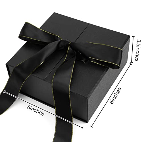 JOHOUSE Black Gift Box with Magnetic Lid, 8 X 8 X 3.5 inch