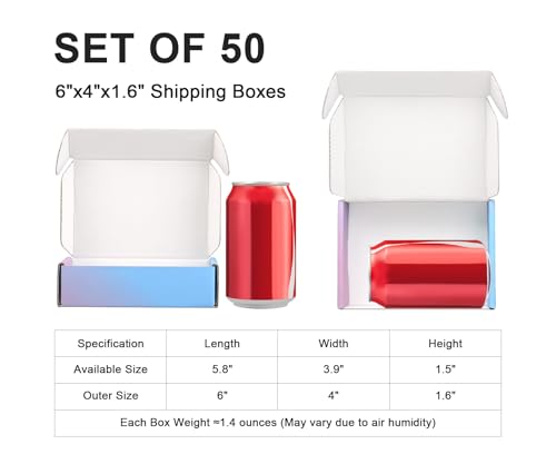 6"x4"x1.6" Shipping Boxes, 50 Pack Purple Cardboard Mailer Box, Small Gift Boxes for Packaging Small Business - color: Purple, size: 6x4x1.6 in