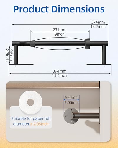 RUACQ Paper Towel Holder Under Cabinet, One Hand Tearing, Matte Black - color: Matte Black, size: One Hand Tear - Oval