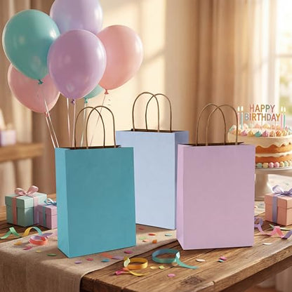 BLEWINDZ 32 Pcs Small Gift Bags with 32 Tissues, 8 Colors Paper Goodie Bags with Handles for Birthday, Wedding, Baby Shower, Party Favors, Gift Wrapping and Party Supplies - color: 04-8cols-S
