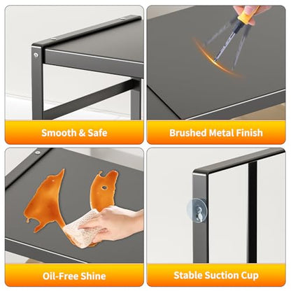 Expandable Kitchen Organizer Shelf, Cabinet Countertop Shelves - color: Black