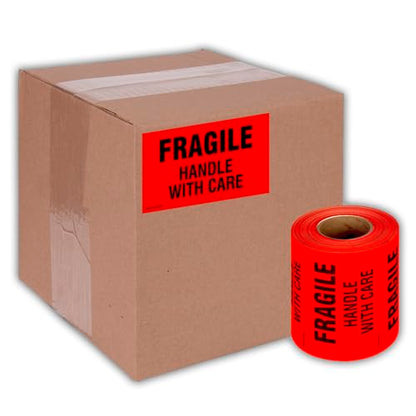 Kenco 3" X 5" Fragile Handle with Care Fluorescent Shipping Label Stickers for Shipping and Packing -500 Labels Per Roll (5 Pack) - size: 5 PACK