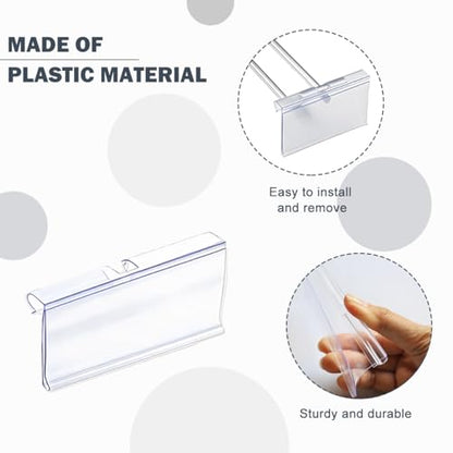 Diteje 40 Pack Wire Shelf Label Holders with Paper Inserts, 3.94x1.50inch