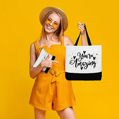 24 Pcs Tote Bags Bulk Appreciation Gifts, Thank You, Black - color: Black, style: Thank You